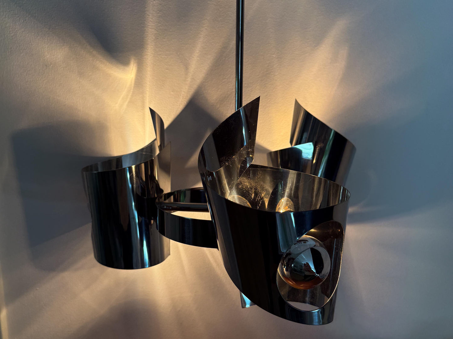 Vintage Space Age Chrome Pendant Lamp | Mid-Century Modern