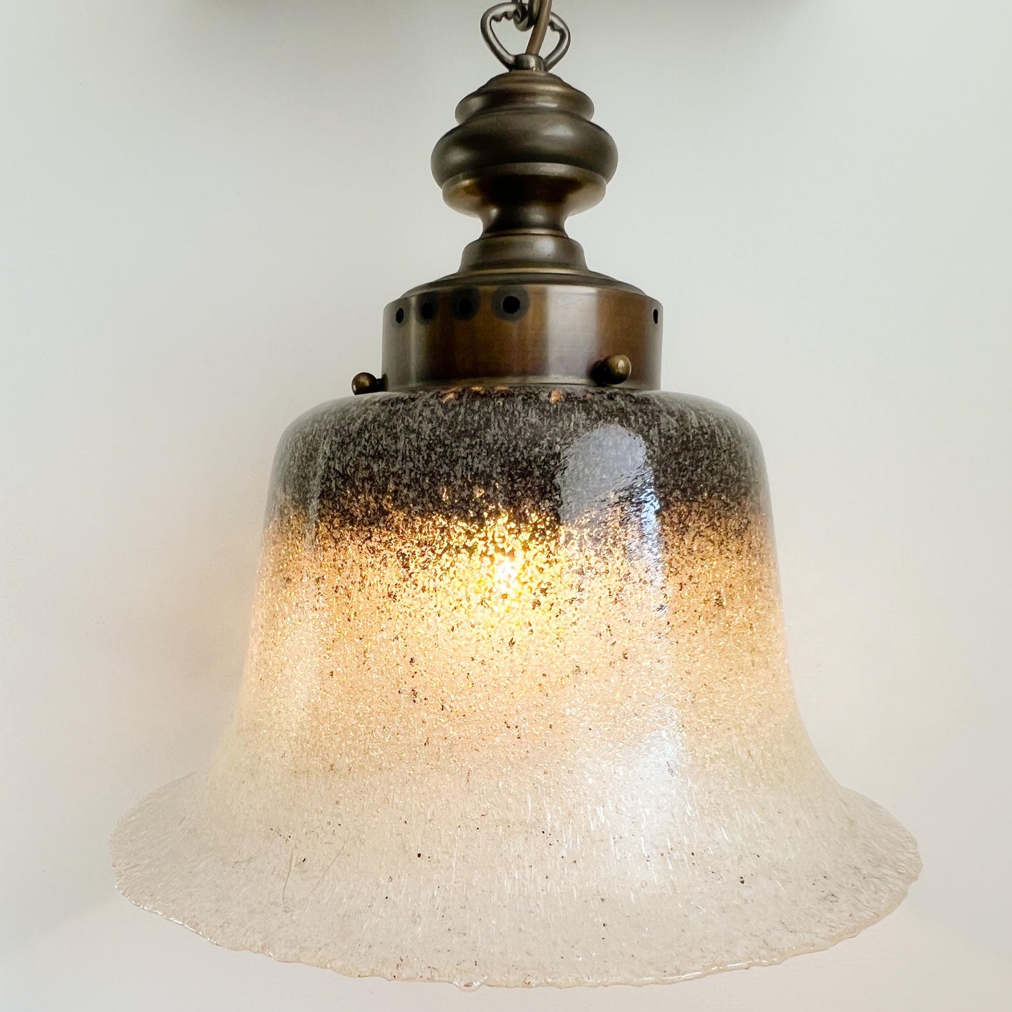 Peill & Putzler Glass and Brass Pendant Lamp | Mid-Century / Art Deco
