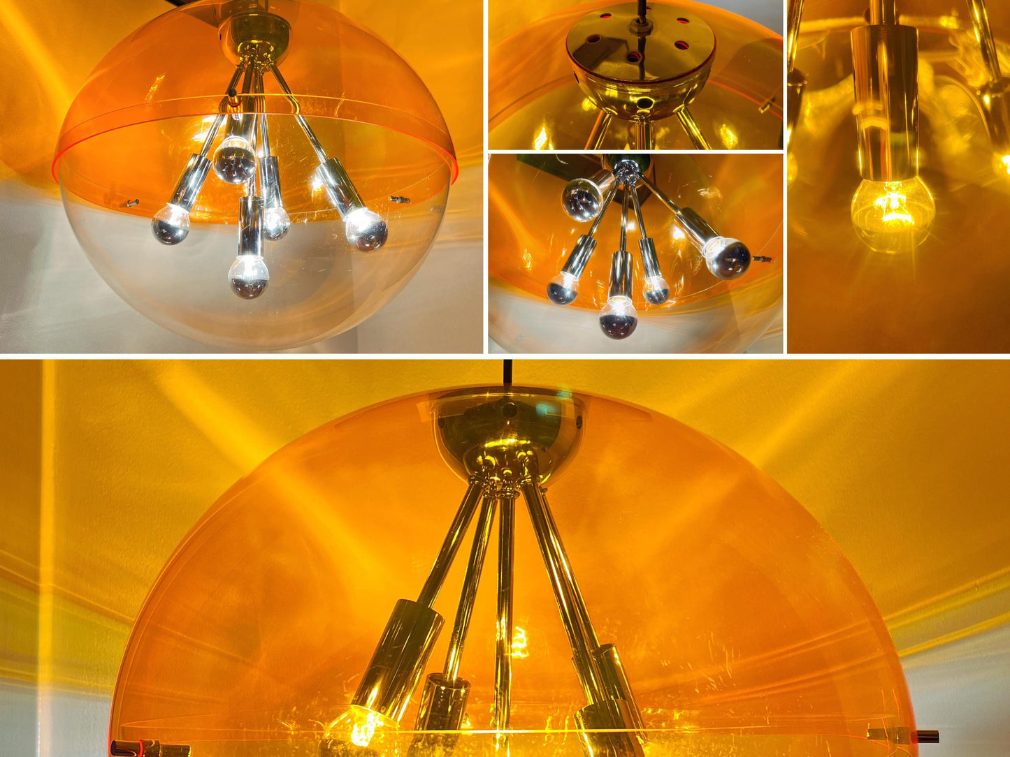 Vintage XL Sphere Pendant Lamp Attributed to RAAK Amsterdam | Mid-Century Space Age, 1970s