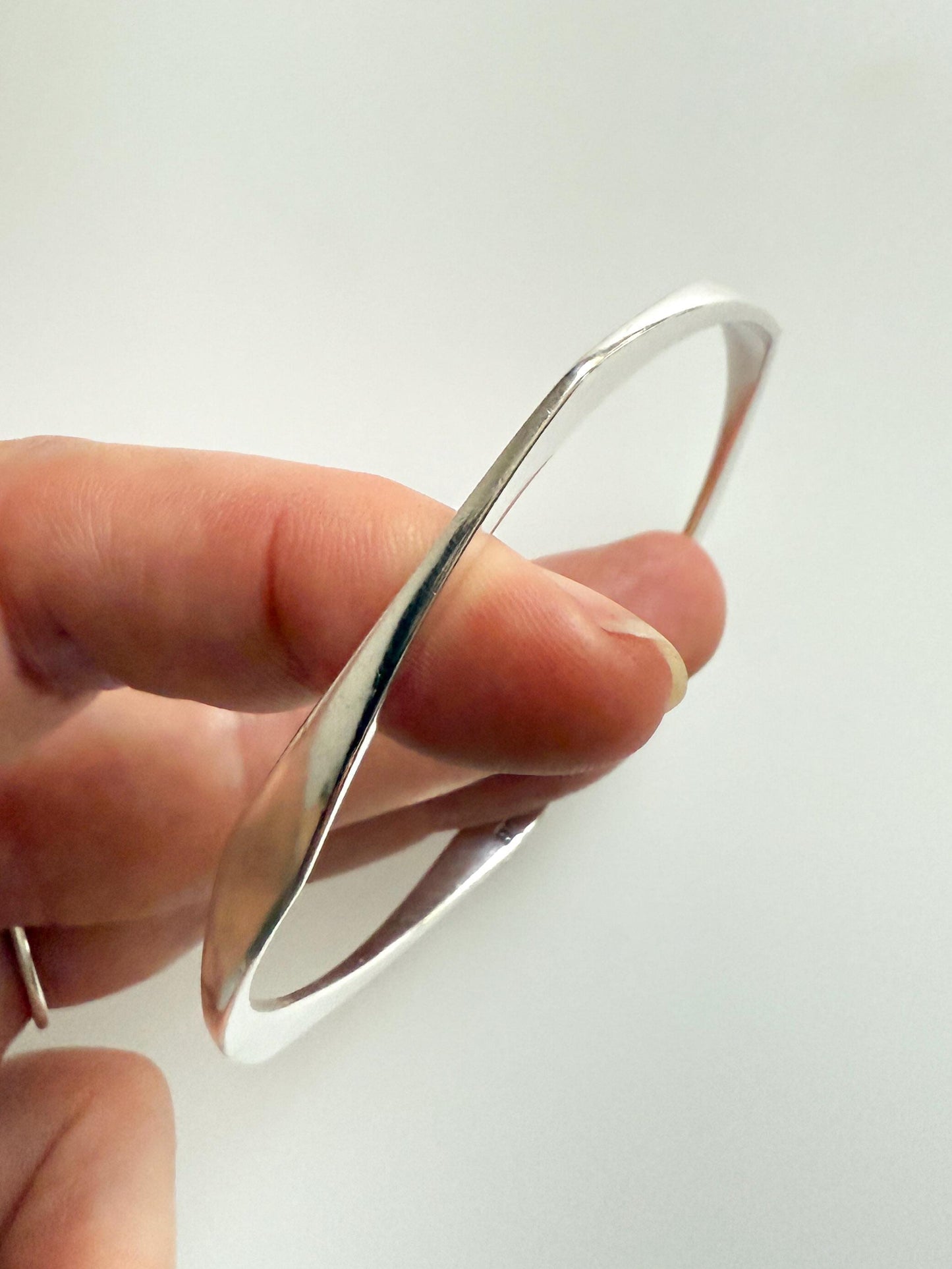 Vintage 800 Silver Bangle with PMD Mark | Scandinavian Modernist Style, Mid-Century
