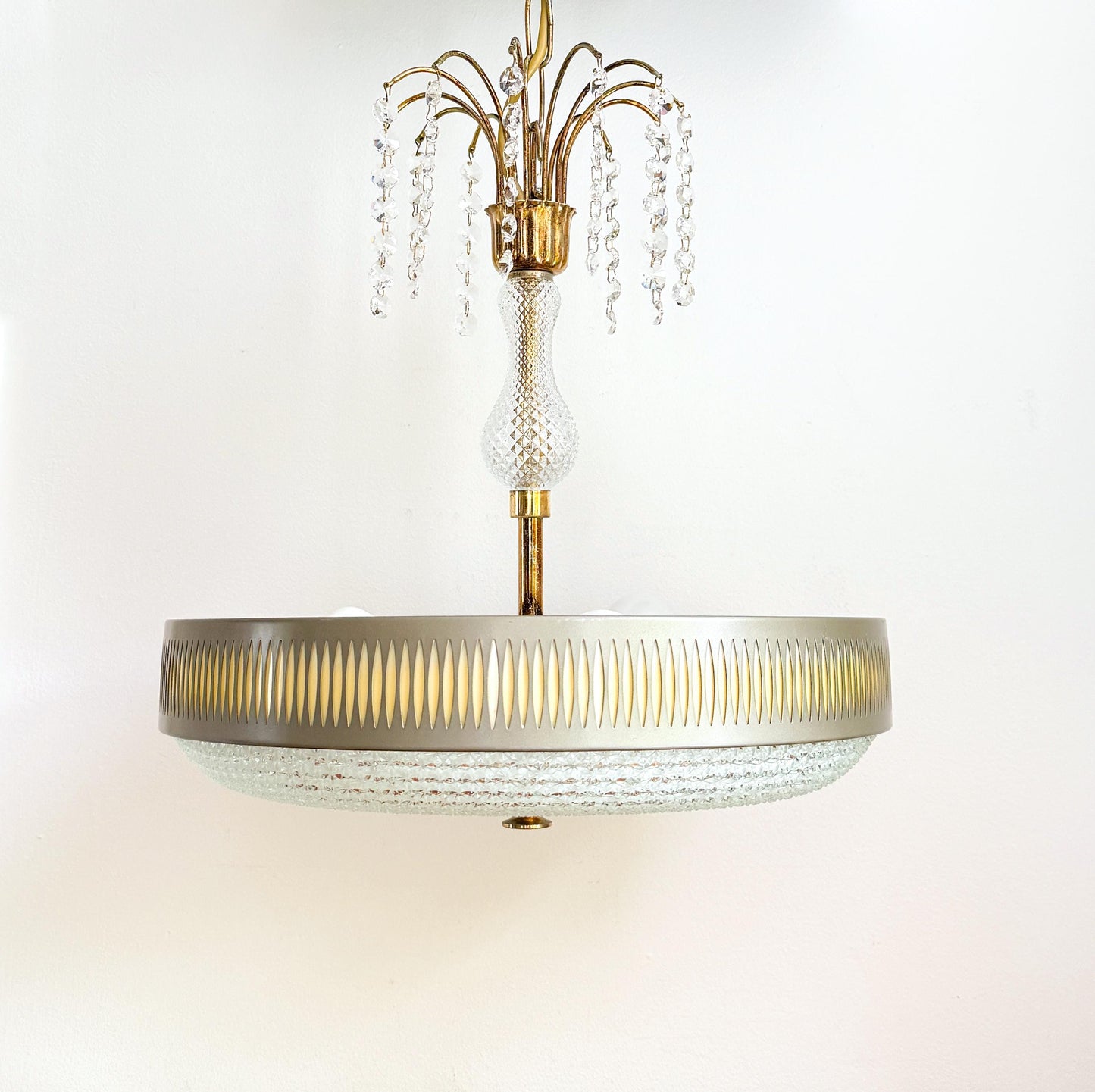 Vintage Brass and Glass Pendant | Mid-Century