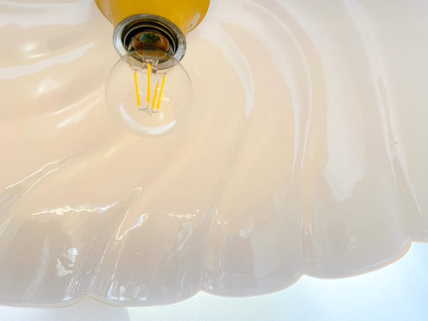 Vintage XL Ceramic Pendant Lamp attributed to Tommaso Barbi | Hollywood Regency, 1970s