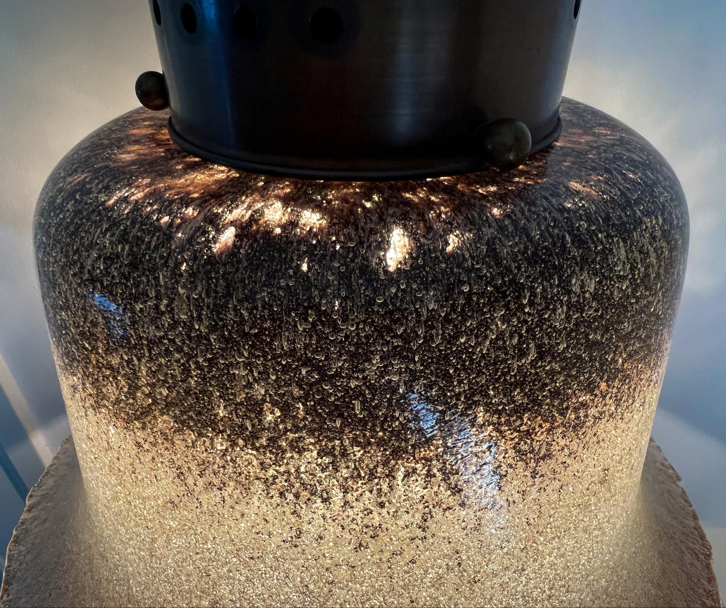 Peill & Putzler Glass and Brass Pendant Lamp | Mid-Century / Art Deco