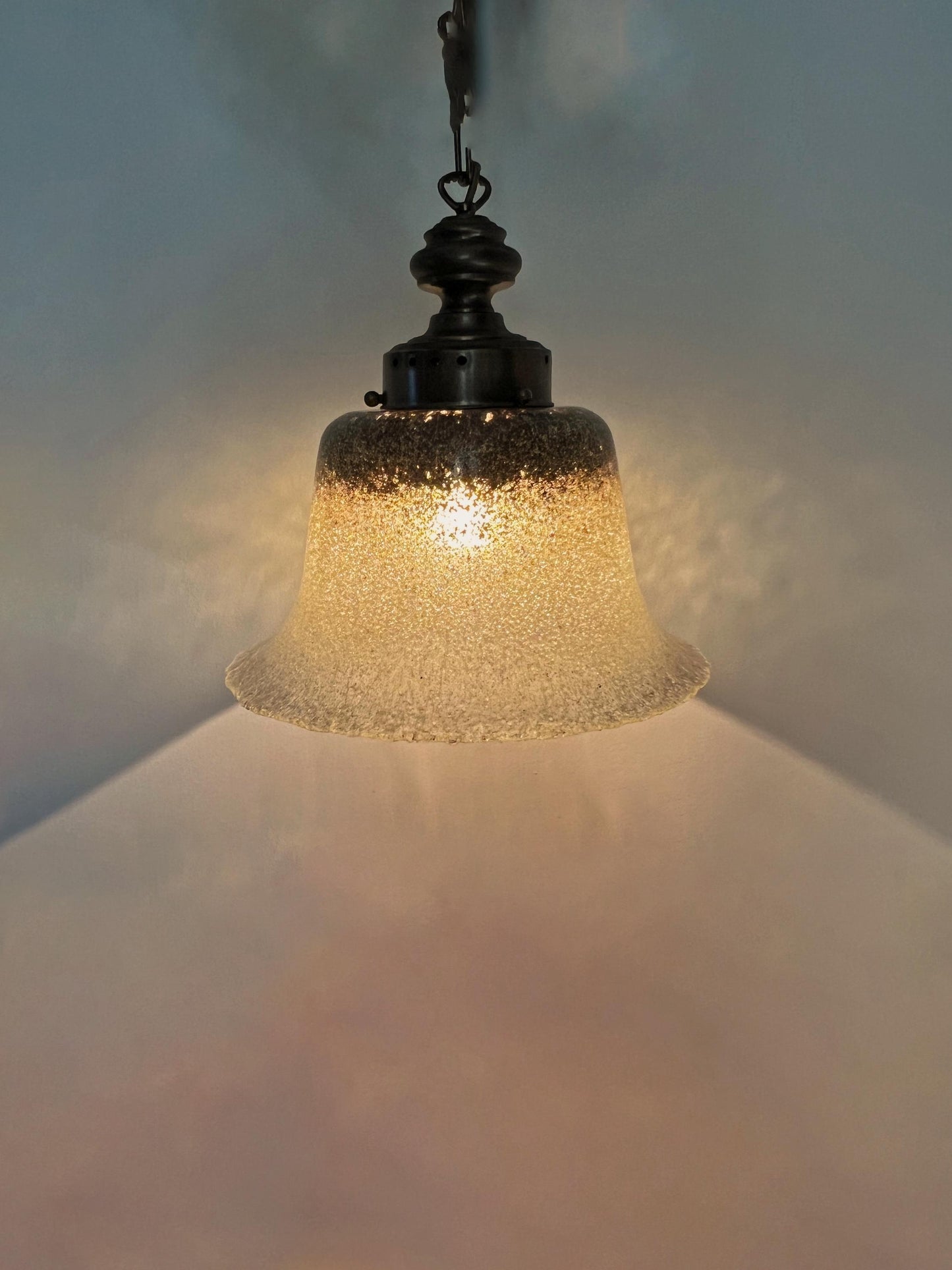 Peill & Putzler Glass and Brass Pendant Lamp | Mid-Century / Art Deco