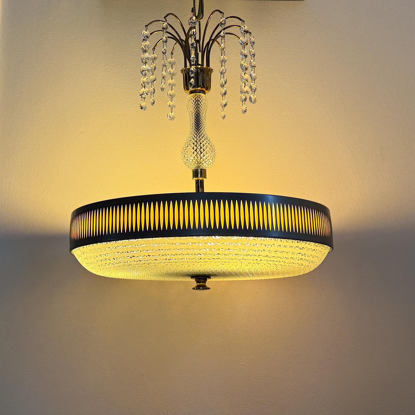 Vintage Brass and Glass Pendant | Mid-Century