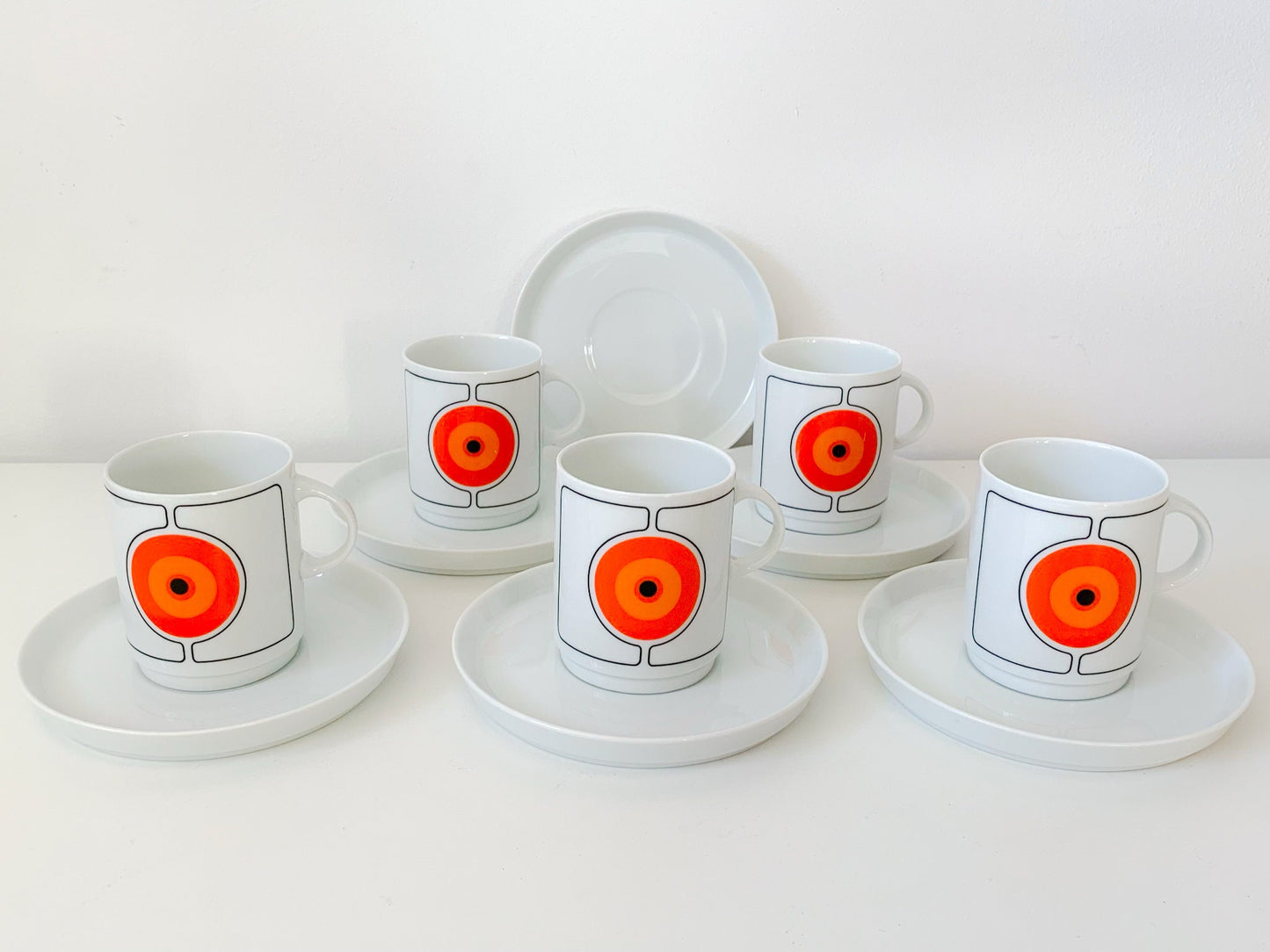 Vintage Thomas Rosenthal Eclipse 2x coffee / espresso cup + saucer | Mid-Century, 1970s